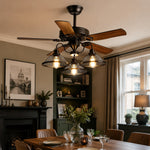 Cargar imagen en el visor de la Galería, Konoha and Banana Leaf Wooden Ceiling Fan Light