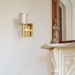 Load image into Gallery viewer, Galvia Perforated Metal Sconce - Champagne Bronze Modern Bedside Light