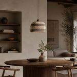 Bild in Gallery-Viewer laden, Walnut cup cotton thread pendant light in a warm dining nook
