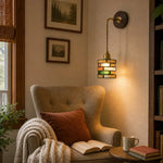 Bild in Gallery-Viewer laden, Colorful glass wall sconce beside a reading chair