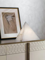 Load image into Gallery viewer, Alabaster Pyramid Table Lamp