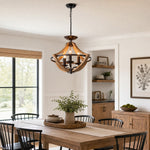 Cargar imagen en el visor de la Galería, Rustic 3-light pendant chandelier in a farmhouse interior