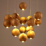 Load image into Gallery viewer, Wooden Orb Sphere Cluster Pendant Light M25