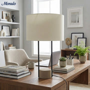 Luma Industrial Modern Table and Floor Lamp with Soft Fabric Shade - Contemporary Lighting for Home and Office