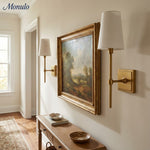 Load image into Gallery viewer, Rowan Elegant White-Linen Shade Wall Lamp – Retro Metal Wall Light for Bedroom & Hallway