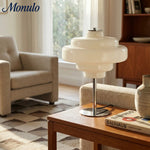 Cargar imagen en el visor de la Galería, Lámpara de mesa de cristal Koloro: moderna lámpara de niveles para espacios de estar o de trabajo