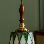 Load image into Gallery viewer, Vintage Green Stained Glass Pendant Light