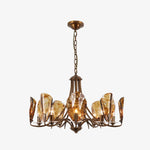 Load image into Gallery viewer, Amber Leaf Glass Brass Chandelier