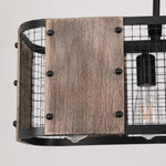 Cargar imagen en el visor de la Galería, Close view of wood grain shade panel and black iron mesh