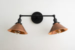 Load image into Gallery viewer, Conique Metal Industrial Wall Sconce – Dual Cone Copper Vanity Light