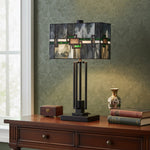 Load image into Gallery viewer, Culletto Rectangular Stained Glass Mosaic – Artisan Style Table Lamp for Bedroom and Hallway Accent Lighting