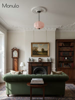 Load image into Gallery viewer, Eloise Scallop Vintage Milk Glass Semi-Flush Mount Pendant Light