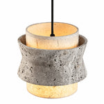 Bild in Gallery-Viewer laden, Close-up of flared gray travertine stone pendant profile