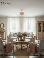 Load image into Gallery viewer, Eloise Scallop Vintage Milk Glass Semi-Flush Mount Pendant Light