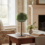 Charger l'image dans la visionneuse de galerie, Lampe de table Clinco en verre teinté, silhouette de champignon – Luminaire design polyvalent pour buffet ou table de chevet