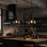Load image into Gallery viewer, Ivoran Industrial Metal Smoky Glass Pendant Lamp — Suitable for Kitchen Island