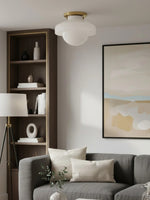 Bild in Gallery-Viewer laden, Hanton Aufputz-Deckenleuchte – Modernes minimalistisches Leuchtmittel mit Milchglas- und Metallschirm