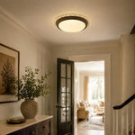 Load image into Gallery viewer, Flush mount ceiling fan light installed in a hallway
