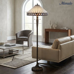 Load image into Gallery viewer, TF Geometric Stained Glass Table Lamp with Amber and Cream Panels – Tiffany Style Accent Lamp for Bedroom and Study