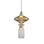 Load image into Gallery viewer, Contemporary Hanging Light - Iron Metal Glass Gold Brown Damp-rated