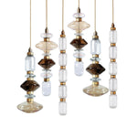 Load image into Gallery viewer, Contemporary Hanging Light - Iron Metal Glass Gold Brown Damp-rated