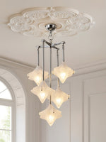Load image into Gallery viewer, Art Deco Star Chandelier – Frosted Glass Deco Fixture for Dining Room – Astris Vega