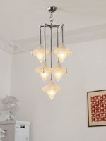 Load image into Gallery viewer, Art Deco Star Chandelier – Frosted Glass Deco Fixture for Dining Room – Astris Vega