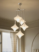 Load image into Gallery viewer, Art Deco Star Chandelier – Frosted Glass Deco Fixture for Dining Room – Astris Vega
