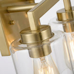 Cargar imagen en el visor de la Galería, Lámpara de pared con cilindro de vidrio industrial Brassiq - Luz para tocador de baño estilo antiguo