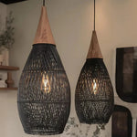 Bild in Gallery-Viewer laden, Handgefertigte Rattan Wandteppich-Pendelleuchte