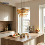 Cargar imagen en el visor de la Galería, Lámpara colgante de vidrio con forma de disco apilado Verdoma Iluminación nórdica contemporánea para cocinas