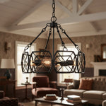 Charger l'image dans la visionneuse de galerie, Suspension en métal à cage géométrique FerraLoft - Luminaire suspendu industriel pour îlot de cuisine