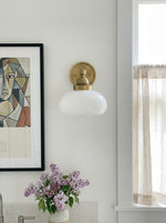 Load image into Gallery viewer, Riven Milk Glass Wall Lamp Vintage Industrial Style - Bedroom Bathroom Lighting