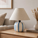Cargar imagen en el visor de la Galería, Ceruna Ceramic Table Lamp with Fabric Lampshade – Modern Minimalist Fixture for Reading or Lounge Areas