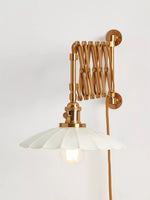 Load image into Gallery viewer, Furium Brass Accordian Wall Sconce - Retro Scalloped Bedside Lighting