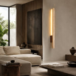 Cargar imagen en el visor de la Galería, Linear Travertine And Wood LED Wall Light