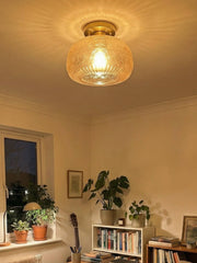 Vintage Glas-Kugel-Deckenleuchte - Strukturierte Halbeinbauleuchte für jeden Raum