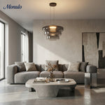 Cargar imagen en el visor de la Galería, Lámpara colgante de vidrio con forma de disco apilado Verdoma Iluminación nórdica contemporánea para cocinas