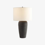 Charger l'image dans la visionneuse de galerie, Lampe de table Ceruna à base en céramique texturée avec abat-jour en tissu - Éclairage moderne de chevet pour chambre à coucher