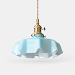 Charger l'image dans la visionneuse de galerie, Vintage scalloped opaline glass pendant light view 1