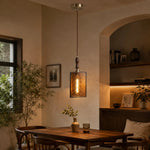 Bild in Gallery-Viewer laden, Amber glass pendant installed in a vintage dining room