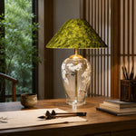 Bild in Gallery-Viewer laden, Floral glass table lamp on a warm wooden writing desk