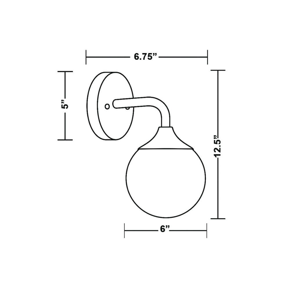 Aplique de pared de vidrio Glorica - Lámpara de globo esmerilado con aplique de latón