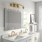 Cargar imagen en el visor de la Galería, Lámpara de pared con cilindro de vidrio industrial Brassiq - Luz para tocador de baño estilo antiguo