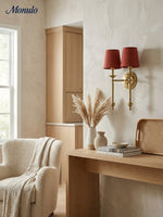 Bild in Gallery-Viewer laden, Rowan Stoffschirm Wandleuchte in Antik Kupfer - Vintage Luxus Licht für Innenräume