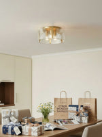 Load image into Gallery viewer, Vintage Semi Flush Mount Ceiling Light - Black and Glass Ceiling Fixture