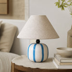 Cargar imagen en el visor de la Galería, Ceruna Ceramic Table Lamp with Fabric Lampshade – Modern Minimalist Fixture for Reading or Lounge Areas