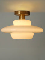 Load image into Gallery viewer, Art Deco Milk Glass Fixed Ceiling Light
