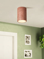 Load image into Gallery viewer, Cylindrical Travertine Lamp - LED Wabi Sabi Ceiling Light for Modern Homes