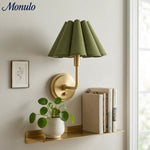 Cargar imagen en el visor de la Galería, Aplique de pared Capirise con pantalla plisada - Lámpara de dormitorio de tela festoneada